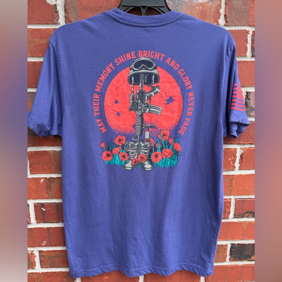 Grunt Style Honor & Glory Memorial Day Tribute L Purple Red Graphics T-Shirt T9 - Picture 2 of 9